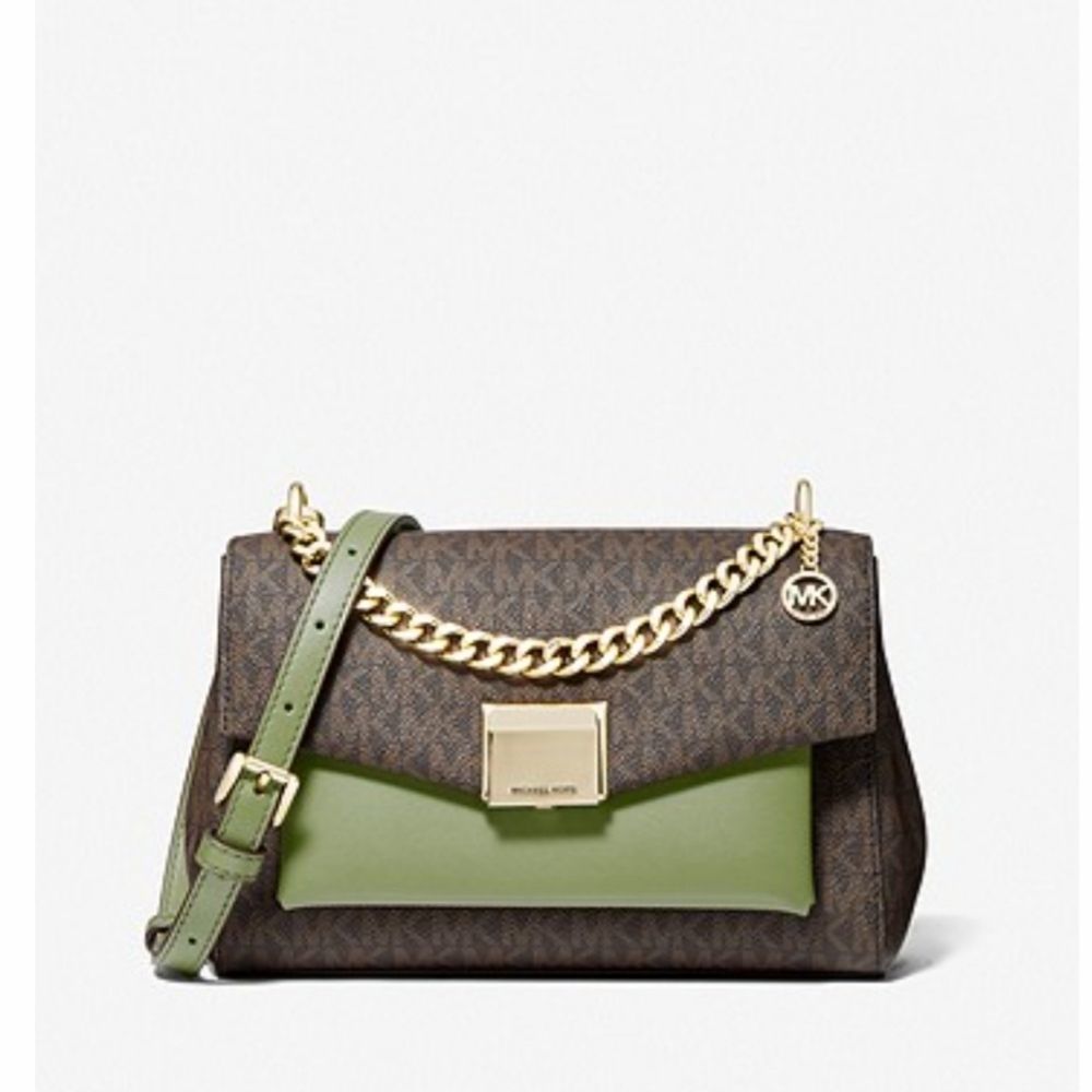 MICHAEL KORS Lita Medium Two-Tone Logo Crossbody Bag NWT